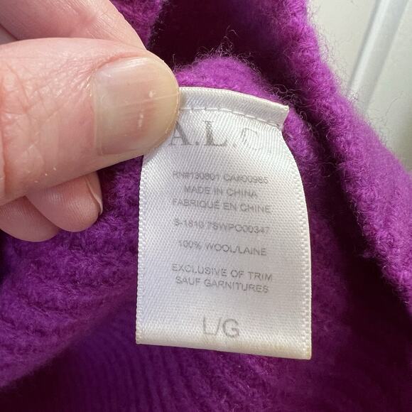 A.L.C. Women's Melanie Wool Cropped Sweater Sz L Orchid Bold Minimalism Designer - Picture 4 of 8